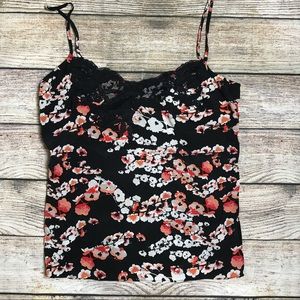 Bebe Floral and Lace Spaghetti Strap Camisole